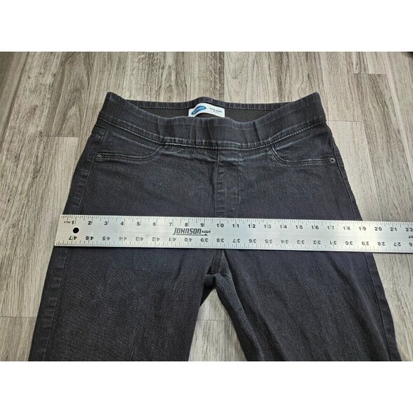 (3/$35) Old Navy Size 12 Long Skinny Mid Rise Pull On Stretch Grey Black Jeans - Picture 8 of 11
